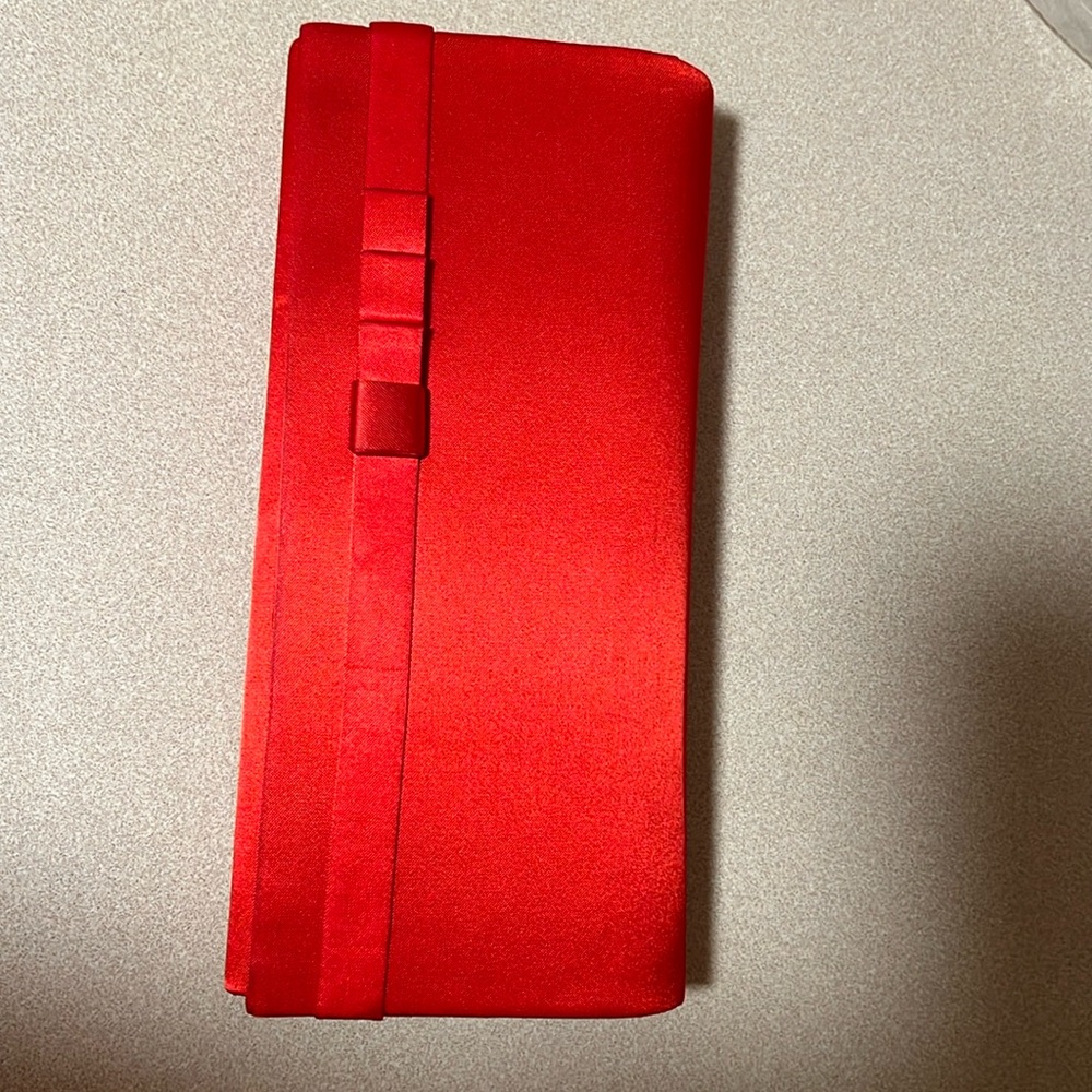 Red Silk Small Purse.  Carry as clutch or use strap. Carla Marchi